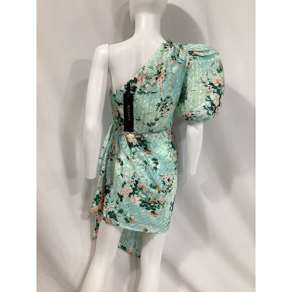 Elliatt 'Esteem' Green One Shoulder Puff Sleeve Dress Size S - NWT - Picture 3 of 4